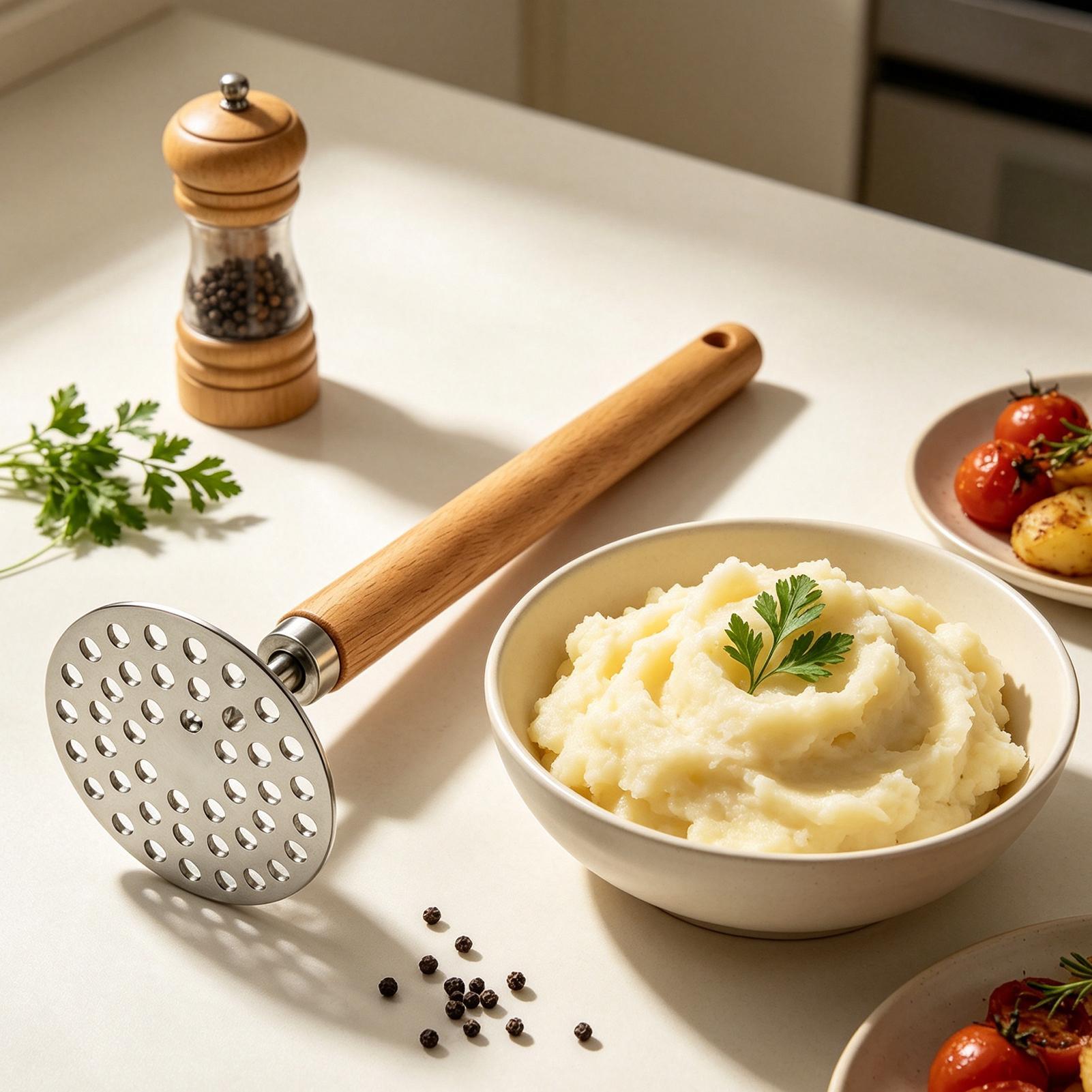 Kitchen Room Gadgets - Handmatige aardappelstamper van roestvrij staal, aardappelpers,