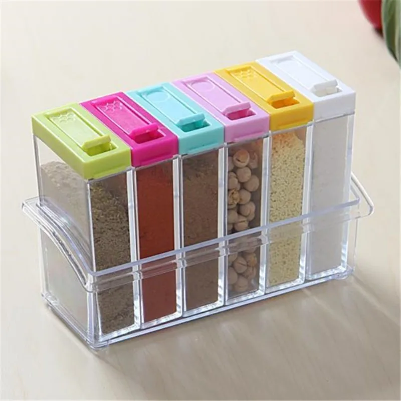 Kitchen Gadgets Organizer - Transparante Kruiden Zes Raster Kruidendoos Zesdelige