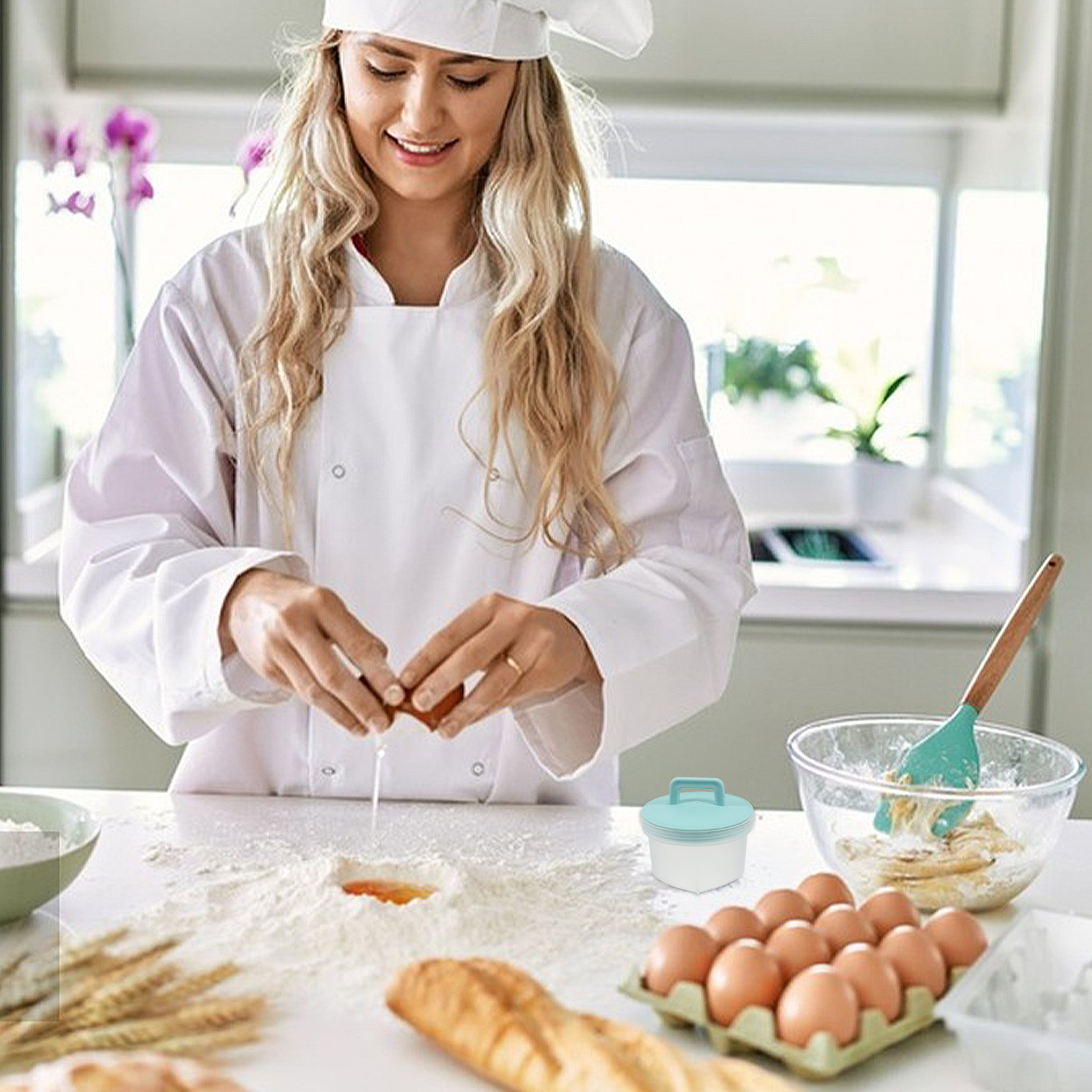 Kitchen Gadgets Save Time - 4-delige eierkoker set, antiaanbak plastic eiervorm