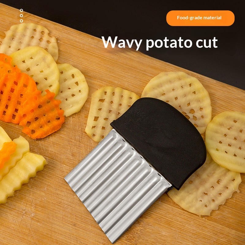 Kitchen Gadgets Vegetable Cutter - RVS gegolfde aardappelmes, frietmes, groente- en
